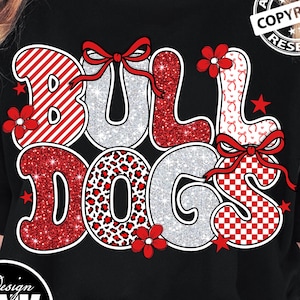 Bulldogs Red  White Leopard Print: School Spirit Graphic (PNG Digital Download)