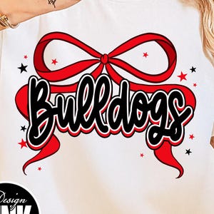 Bulldogs Bow PNG: Dziewczęca maskotka, projekt koszulki Cheer Mom (pobranie cyfrowe) zdjęcie 1