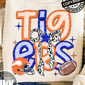 Tigers with Bow Leopard PNG: School Spirit Graphic (Digital Download) image 1
