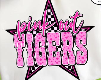 Pink Out Tigers PNG File, Breast Cancer Awareness Clipart, Game Day Sublimation Design, Team Spirit Digital Download