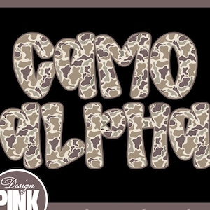 Camo Alphabet PNG - Digital Download, Camouflage Font, Sublimation Design, Distressed Military Lettering