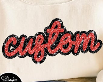 Custom Glitter PNG: School Spirit Design, Red and Black (Digital Download)
