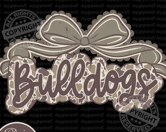 Bulldogs Bow Camo PNG: Distressed Mascot Design (Digital Download)