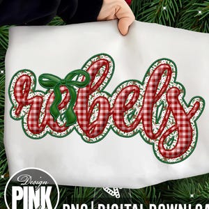 Rebels Christmas Script PNG | Red Plaid Gingham Sublimation Design | Farmhouse Holly Team Spirit Art | Festive Game Day Digital Download