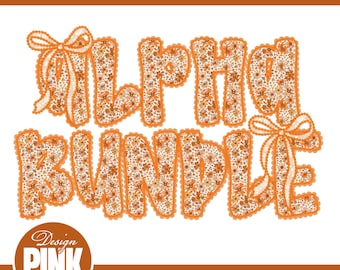 Lace Floral Fall Alphabet PNG: Letter Set, Doodle Font (Digital Download)