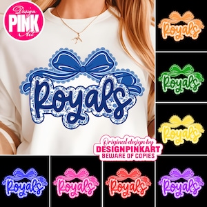 Royals Mascot PNG: School Spirit Graphic with Bow (Digital Download)