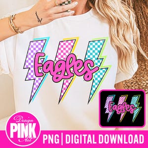 Eagles Lightning Bolt PNG: Retro School Spirit Design (Digital Download)