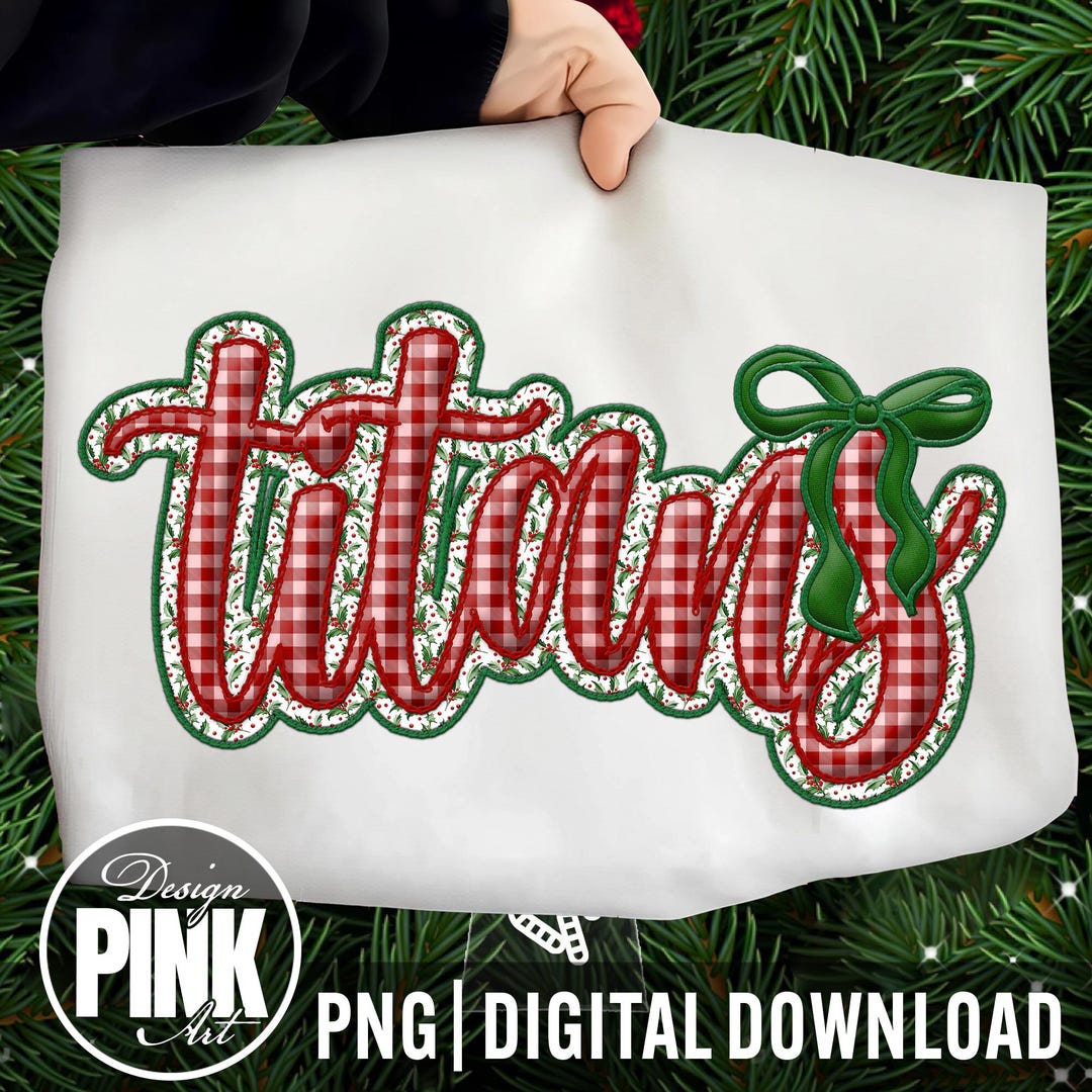 Titans Christmas Script PNG | Red Plaid Gingham Sublimation Design ...