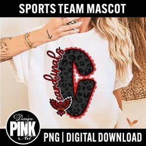 Leopard Print Letter C - Cardinals Mascot - Sublimation Design (Digital Download)