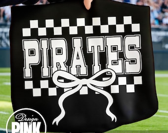 Pirates Bow coquette, Checkered Cheer Png, Cheerleader Shirt Design, Sports Team Png,  Silhouette File