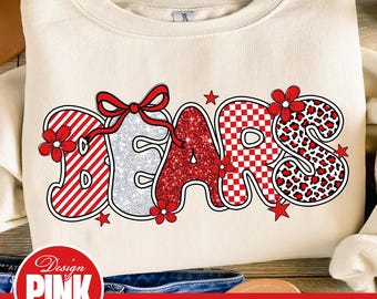 Osos con estampado de leopardo brillante: Espíritu escolar PNG (Descarga digital)