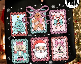 Coquette christmas png, pink christmas png,Preppy Christmas Png, Doodle Christmas, Snowman Christmas Png, tis the season png, Christmas png
