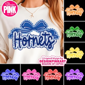 Hornet with Bow PNG: School Spirit Graphic (Digital Download)