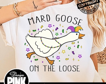 Mardi Goose On The Loose png, ontwerp Mardi Gras Goose, grappige gans png, clipart carnavalsgans, sublimatie png