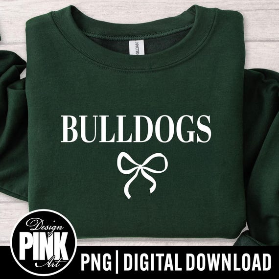 Bulldogs with Bow PNG File for Cricut, School Mascot Digital Download, Team Spirit Clipart, Sports Mom Design PNG, Game Day Sublimation