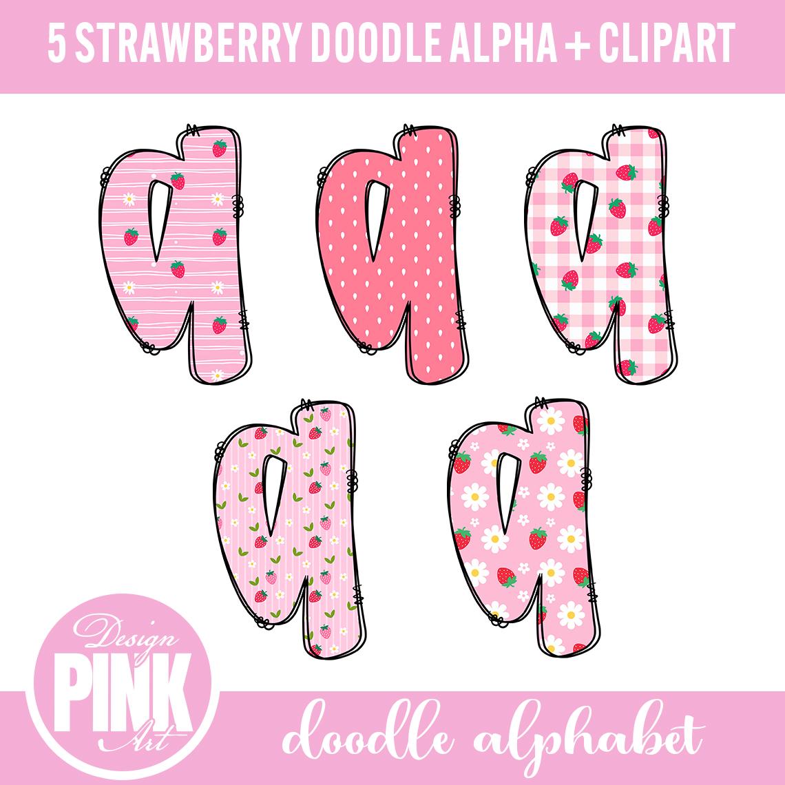 Strawberry Daisy Seamless PNG Bundle, Summer Doodle Alphabet Clipart - Etsy