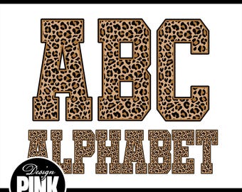Leopard Varsity Alphabet Bundle PNG | Collegiate Animal Print Font Sublimation | Trendy Cheetah Digital Download | Sporty Monogram Font