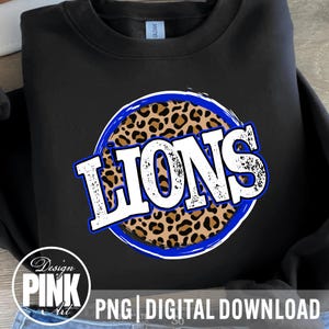 Leopard Print Lions SVG | Distressed Lion Team Spirit PNG | Game Day Sublimation Design