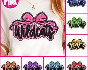 Wildcats PNG Bundle: Leopard Print Lettering with Bow (Digital Download)