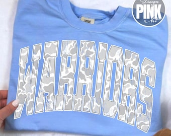 Warriors PNG, Snow Camo Warriors PNG, Distressed Warriors Shirt Design, School Spirit Mascot PNG, Varsity Warriors Digital Download