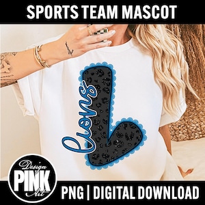 Leopard Print Letter L - Glitter Lion Mascot Design (PNG Digital Download)