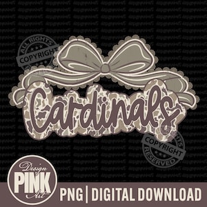 Cardinals Bow Camo PNG: Distressed Mascot Design (Digital Download)