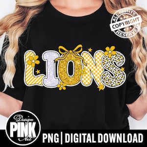 Lions Glitter Leopard Print: School Spirit Mascot Design (PNG Digital Download)