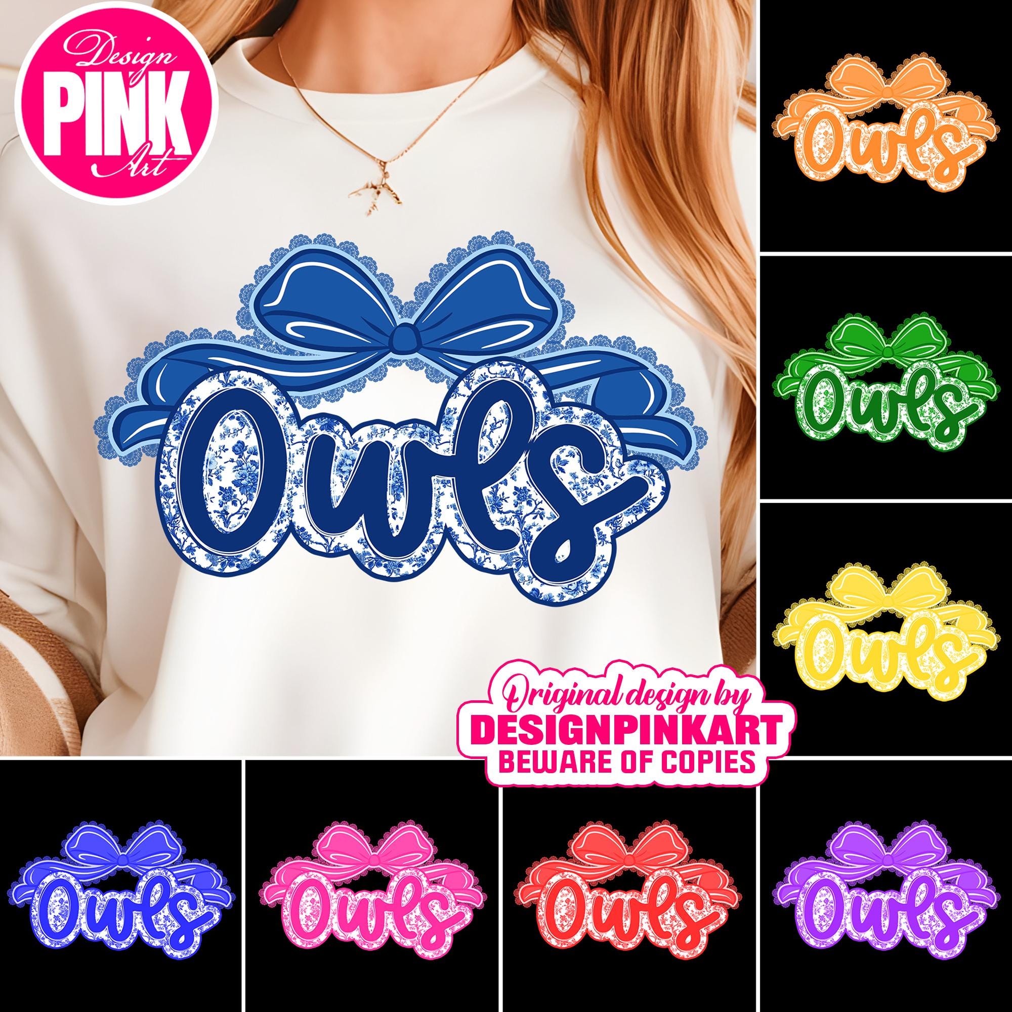 Owls PNG: School Spirit Graphic with Bows (Digital Download)