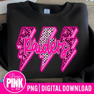 Raiders Pink Out PNG File | Breast Cancer Awareness Sublimation Design | Lightning Bolt Mascot Digital Download for Shirts & Tumblers