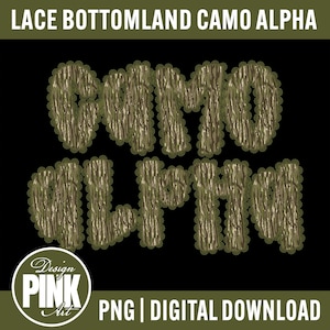 Lace Bottomland Camo Alphabet PNG - Digital Download, Camouflage Font, Sublimation Design, Distressed Military Lettering