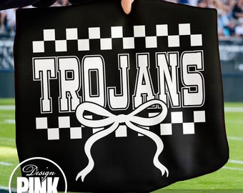 Trojans Bow coquette, Checkered Cheer Png, Cheerleader Shirt Design, Sports Team Png,  Silhouette File