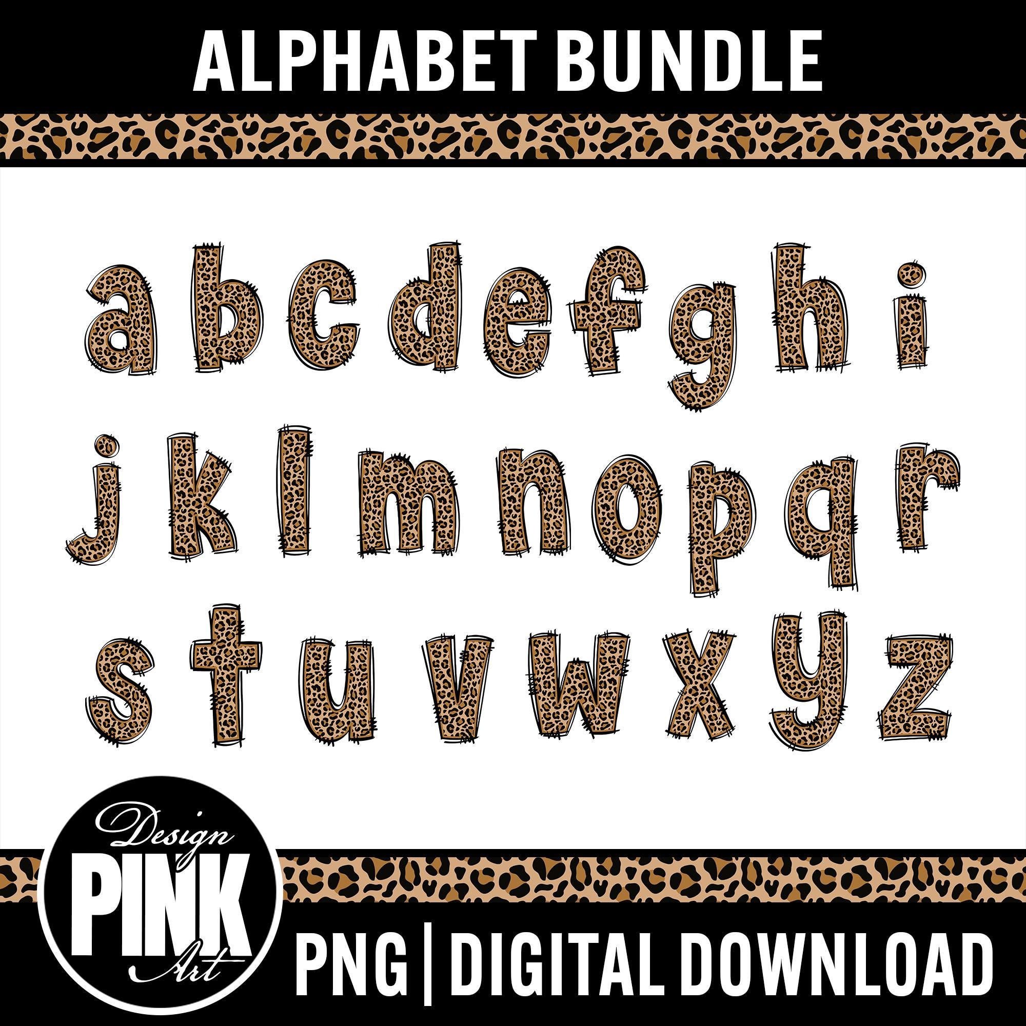 Leopard Print Alphabet Bundle PNG | Animal Print Font Letters ...