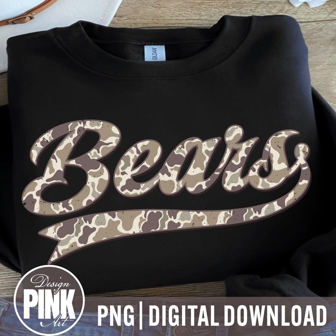 Bears Camo Team Mascot PNG, Sports Team Bears Mascot Shirt Design, Game ...
