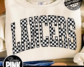 Lancers Checkerboard PNG | Distressed Varsity Sublimation | Trendy Race Flag Game Day Digital Download | Mascot | Grunge School Spirit