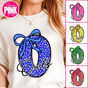 Leopard Print Owl PNG: Initial O with Bow (Digital Download)