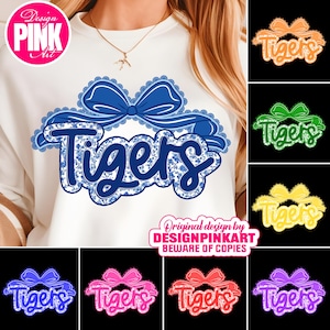 Tigers PNG: School Spirit Graphic with Bow (Digital Download)