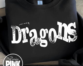 Draken, png, schoolgeestontwerp, digitale download voor T-shirts en knutselwerkjes, Team Pride-afbeelding