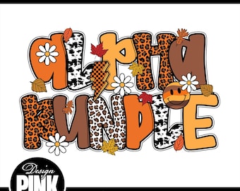 Può includere: Un design digitale colorato con le parole "FALL THANKFUL ALPHABET" in alto. La parola "ALPHABET" è scritta in arancione, marrone e stampa leopardata. La parola "BUNDLE" è sotto, con una faccina sorridente e accenti di margherita.