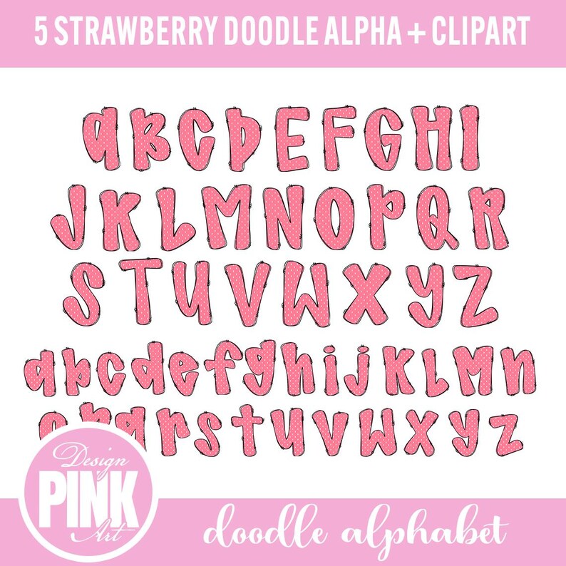 Strawberry Daisy Seamless PNG Bundle, Summer Doodle Alphabet Clipart - Etsy