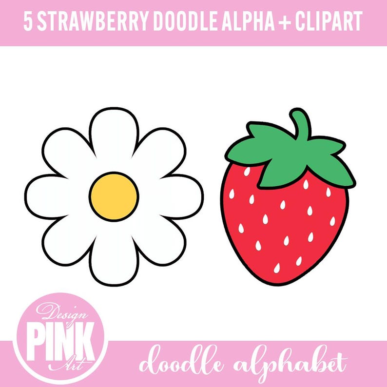 Strawberry Daisy Seamless PNG Bundle, Summer Doodle Alphabet Clipart - Etsy