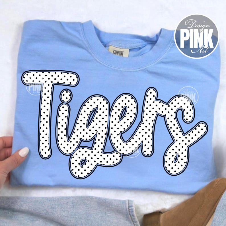 Tigers PNG, Polka Dot Tigers Mascot png, School Spirit Shirt Design, Tigers Mama PNG, Sports Team Mascot PNG, Game Day Shirt Design image 1