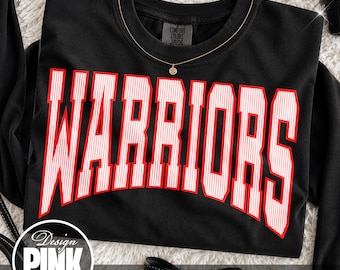 Warriors PNG, Pinstripe Warriors PNG, School Spirit Warriors Shirt Design, Varsity Warriors PNG, Red Pinstripe Sports Team Digital Download