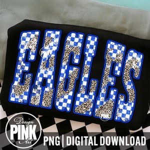 Eagles PNG, Checkered Leopard Mascot PNG, School Spirit Team Name Design, Sports Shirt PNG, Sublimation Digital Download image 2