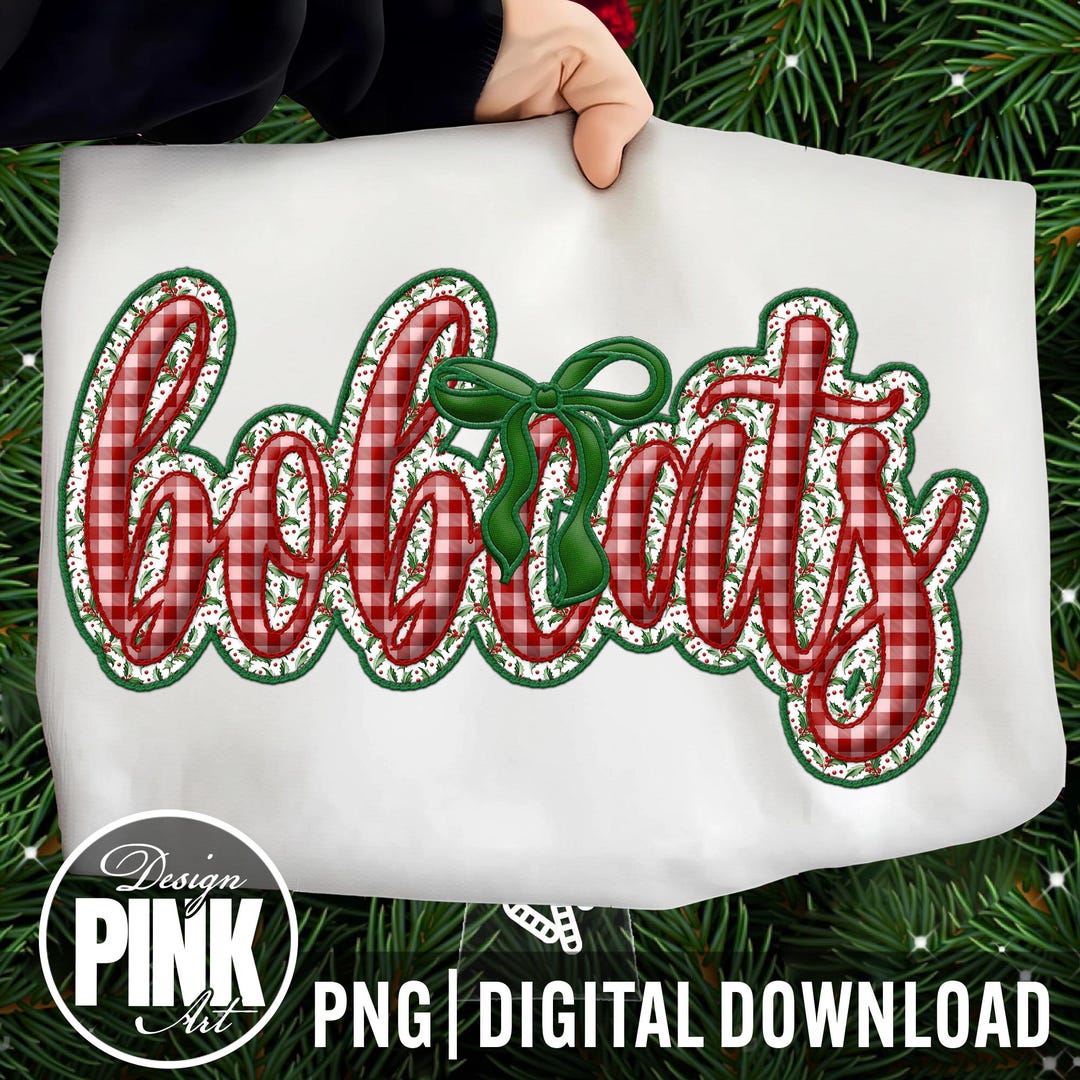 Bobcats Christmas Script PNG | Red Plaid Gingham Sublimation Design ...