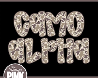 Camo Alphabet PNG - Digital Download, Camouflage Font, Sublimation Design, Distressed Military Lettering
