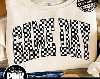 Game Day Checkerboard PNG | Distressed Varsity Sublimation | Trendy Race Flag Game Day Digital Download | Mascot | Grunge School Spirit