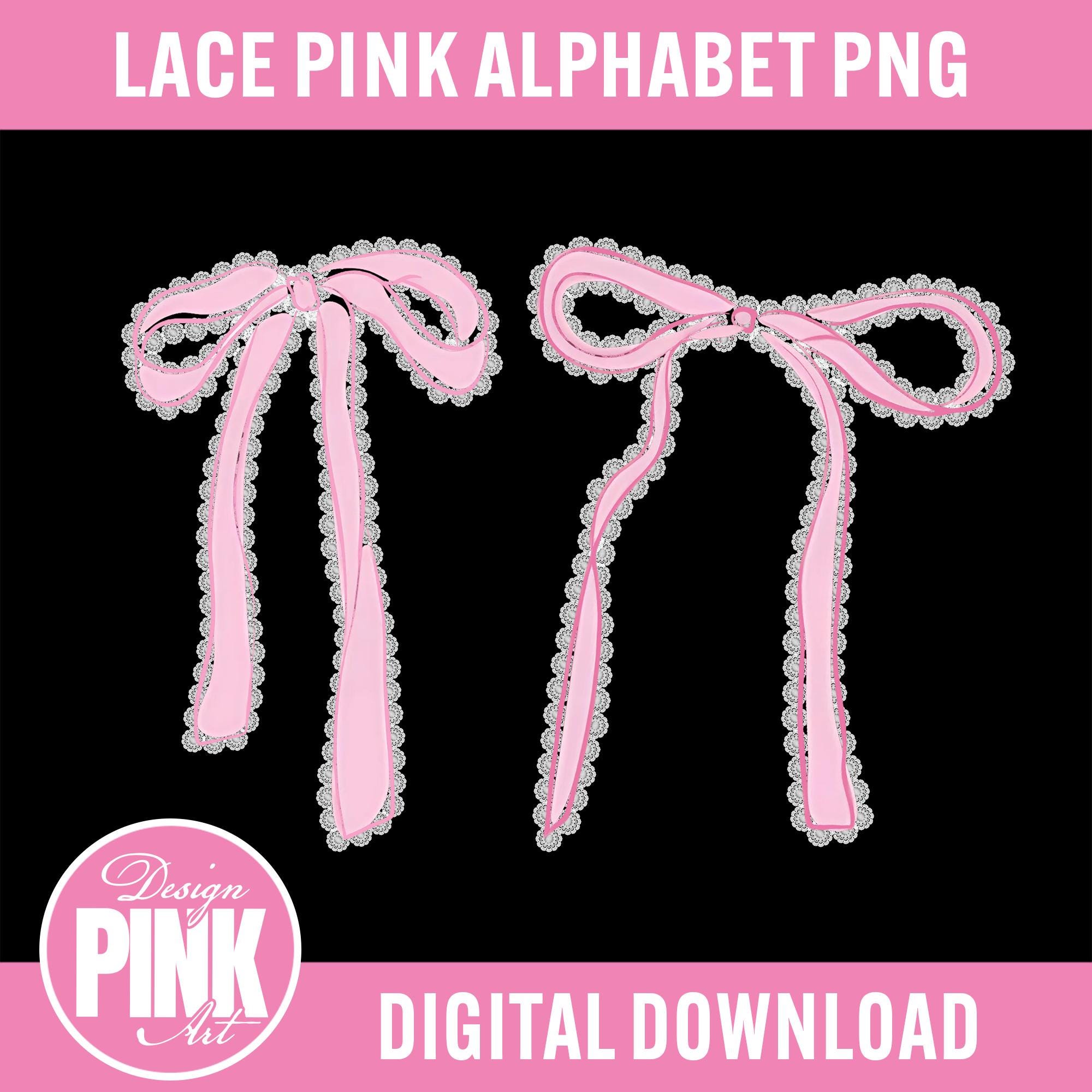 Lace Pink Floral Alphabet PNG Bundle: Full Letter Sublimation (digital ...