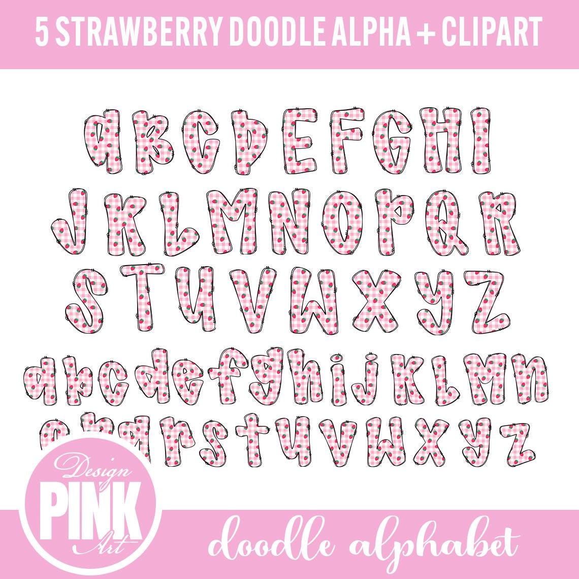 Strawberry Daisy Seamless PNG Bundle, Summer Doodle Alphabet Clipart - Etsy