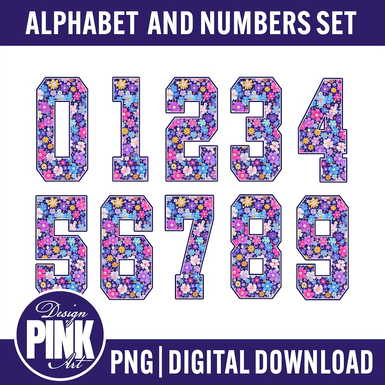 Floral Alphabet PNG Set, Varsity Letter PNG Bundle, A-Z Letters and ...