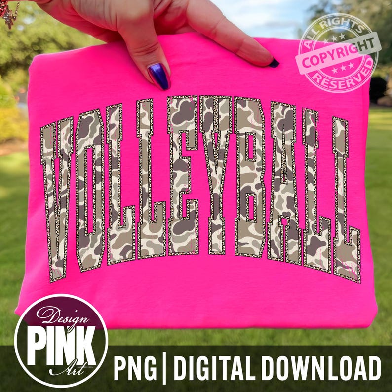 Volleyball Custom Team Name PNG, Camo Leopard Varsity Font, Volleyball Mom Game Day Design, Custom Mascot Name, Sublimation PNG image 1